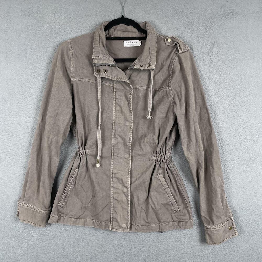 Velvet By Graham & Spencer Jacket Womens Small Utility Anorak Cotton Brown